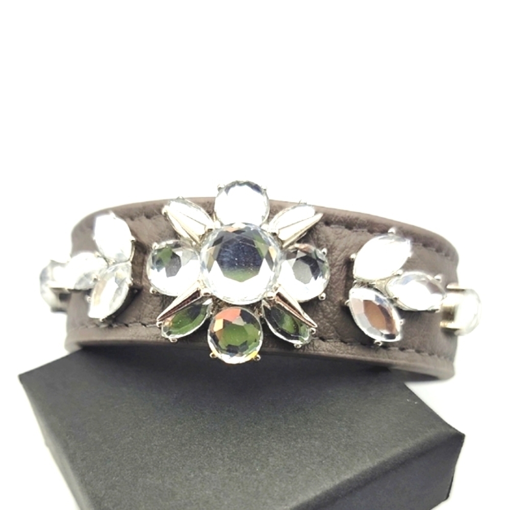 Lia Sophia Silver and Gray Women's Rhinestone Adjustable Size 6 & 7.5" Bracelet